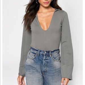 ASHLYN OLIVE HOODED BODYSUIT size Medium